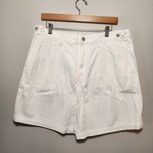 Madewell Pleated Denim Shorts White High Rise Cotton Women's‎ Sz 32